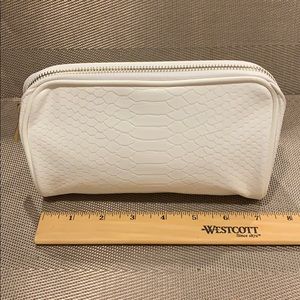 White “Snake-skin patterened” cosmetic bag. NEW.